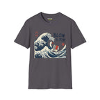 Blow to fix T-Shirt in charcoal featuring a wave design with a duck, part of the Critical Honk Collection.
