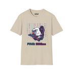 Ping 999ms T-Shirt in sand color featuring a gaming-inspired design and unisex fit, made of 100% ring-spun cotton.
