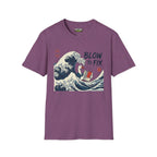 Blow to fix T-Shirt in Heather Maroon featuring chaos inspired design with a wave and a duck.