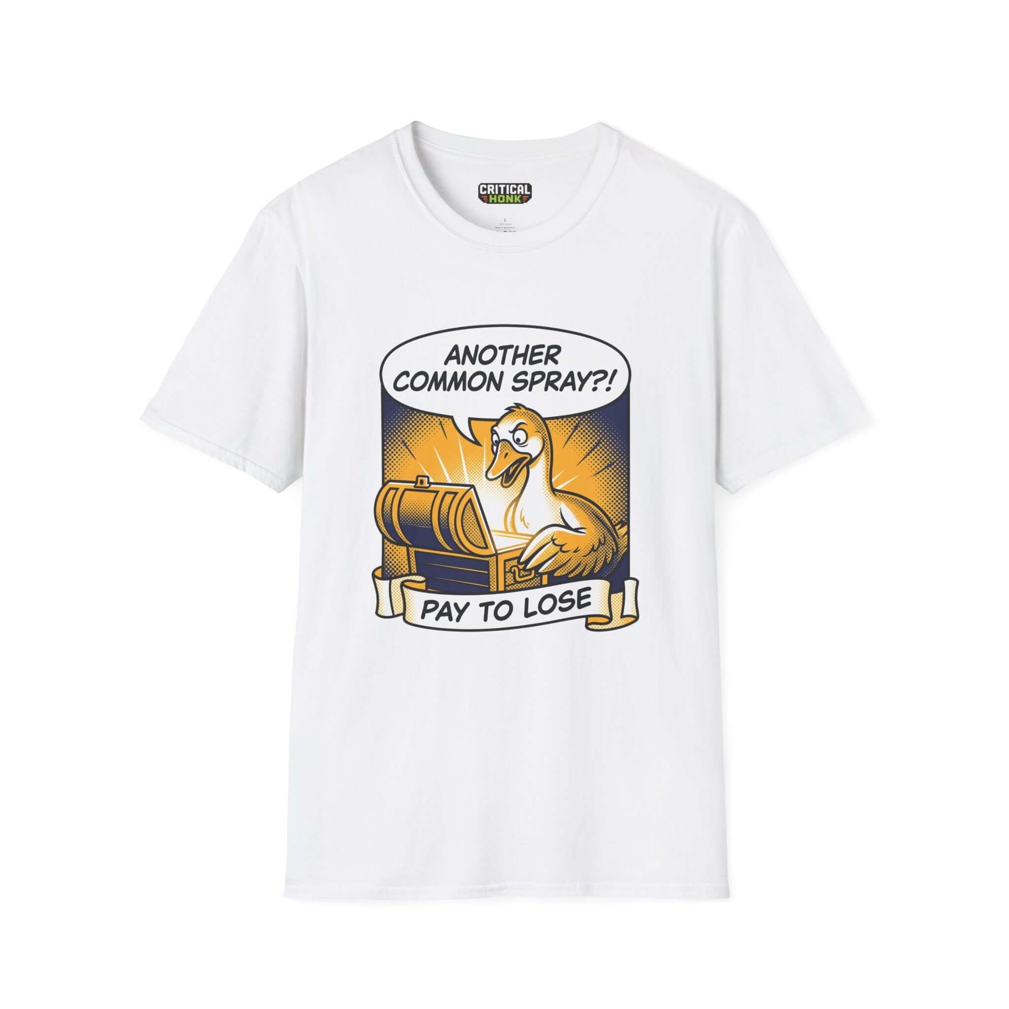 Pay to lose T-Shirt featuring a cartoon duck with a treasure chest design, ideal for casual wear and unique style.