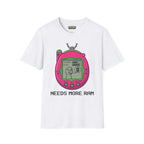Need more ram T-Shirt with colorful graphic design on white Gildan Softstyle fabric, perfect for tech enthusiasts.