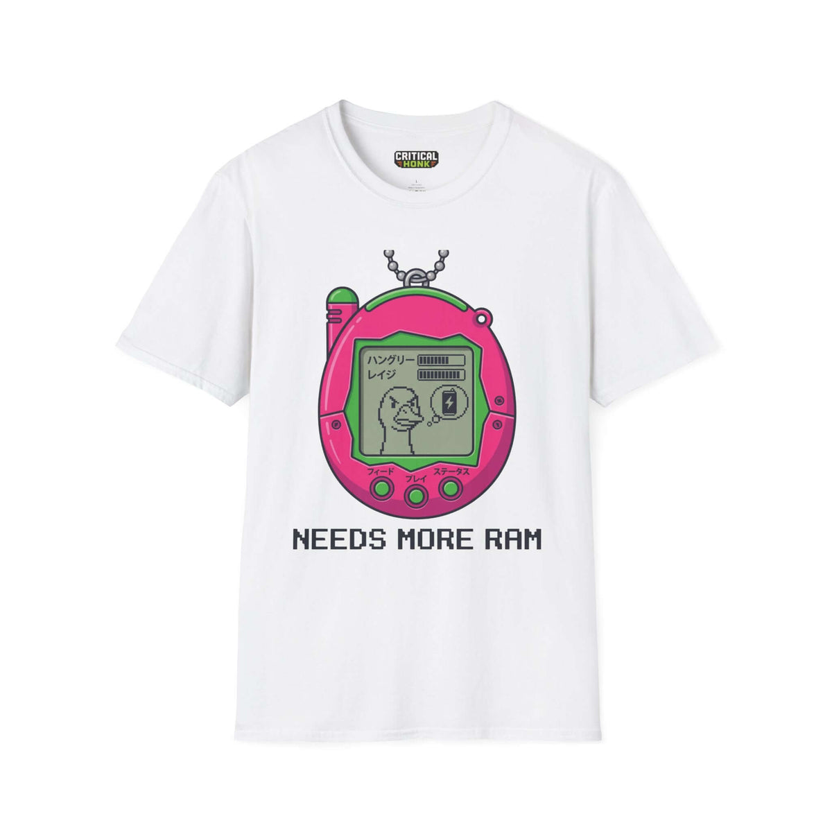 Need more ram T-Shirt with colorful graphic design on white Gildan Softstyle fabric, perfect for tech enthusiasts.