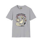 World record T-Shirt in Sport Grey featuring a cartoon duck with a stopwatch and game controller.