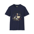 Professional rage quitter T-Shirt in navy featuring a quirky duck design typing on a keyboard.