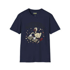 Professional rage quitter T-Shirt in navy featuring a quirky duck design typing on a keyboard.
