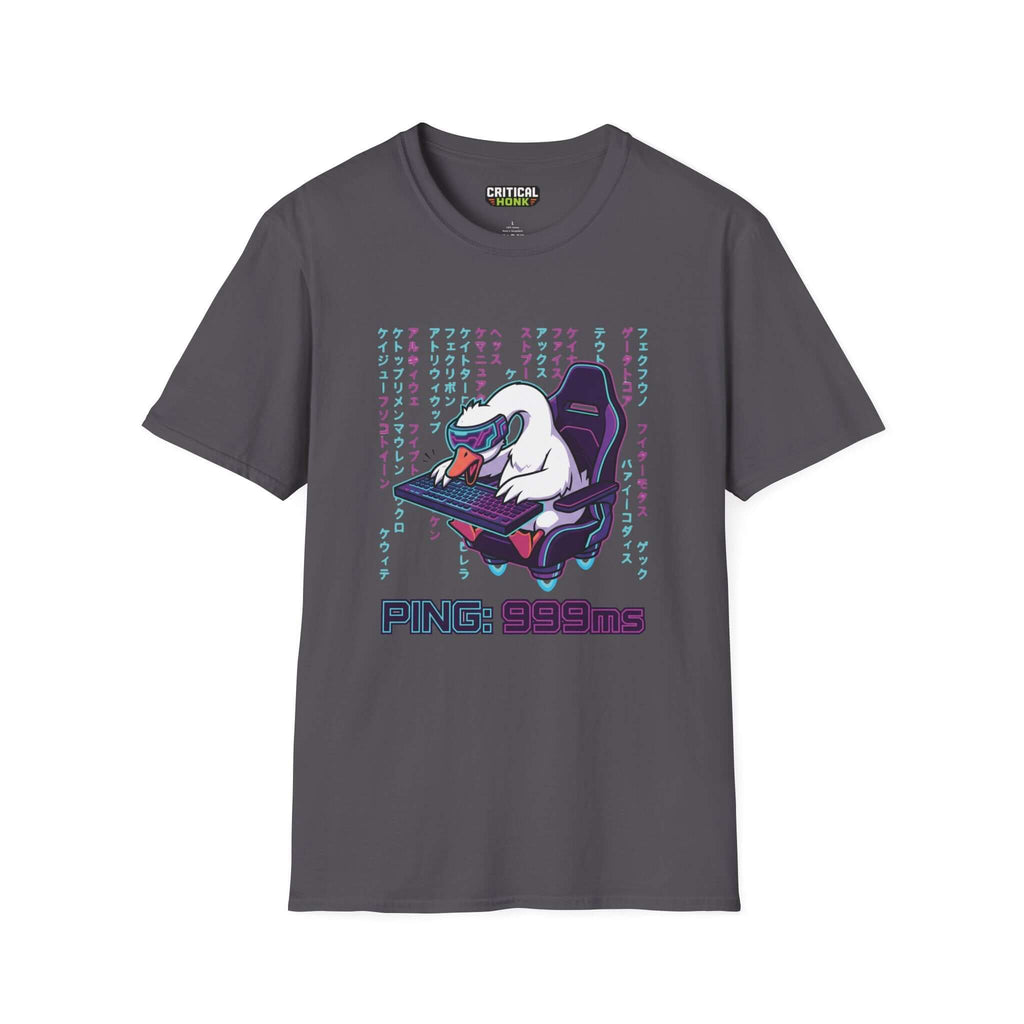 Ping 999ms T-Shirt in charcoal color featuring a fun design and unisex fit, made from 100% ring-spun cotton.