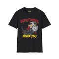Honk you T-Shirt in black featuring a creative graphic design with a duck and gaming theme.