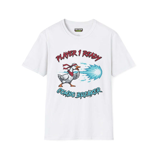 Combo Breaker T-Shirt featuring a game-inspired graphic on a white Gildan Softstyle unisex tee.