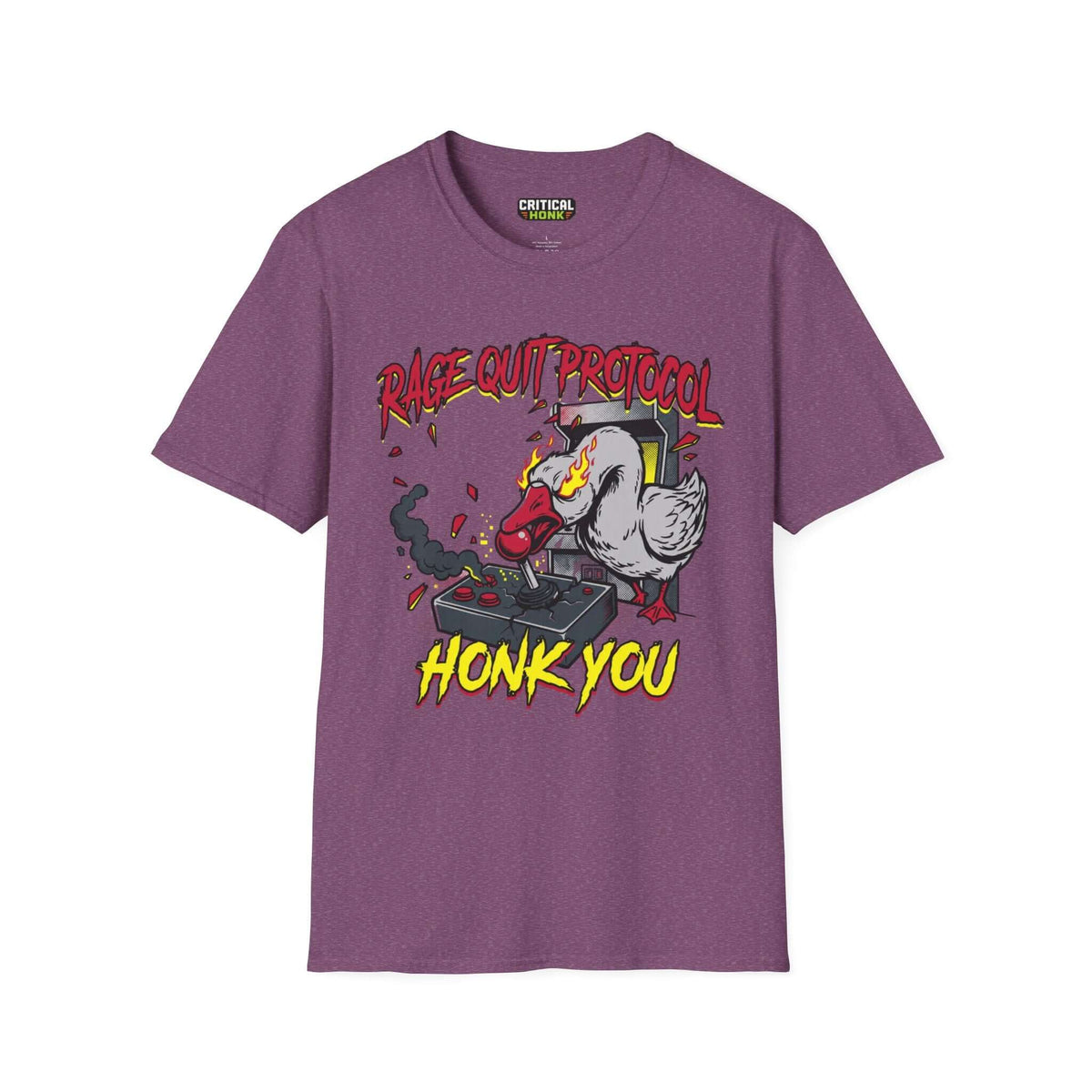 Honk you T-Shirt in Heather Maroon color featuring a rage quit graphic design, made of soft 100% ring-spun cotton.