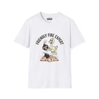 Friendly Fire T-Shirt featuring a duck holding a bomb on a white background, from the Critical Honk Collection.
