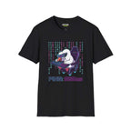 Ping 999ms T-Shirt in black featuring a graphic of a duck gaming on a keyboard from the Critical Honk Collection.