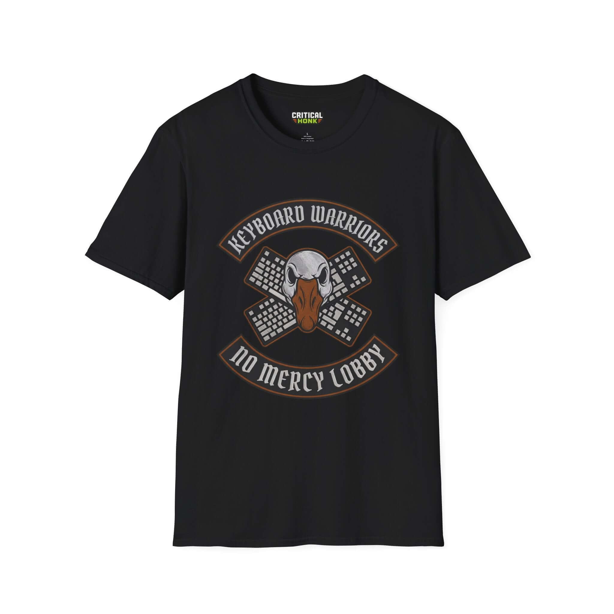 Keyboard-warriors T-Shirt in black featuring gaming-inspired design from the Critical Honk Collection.