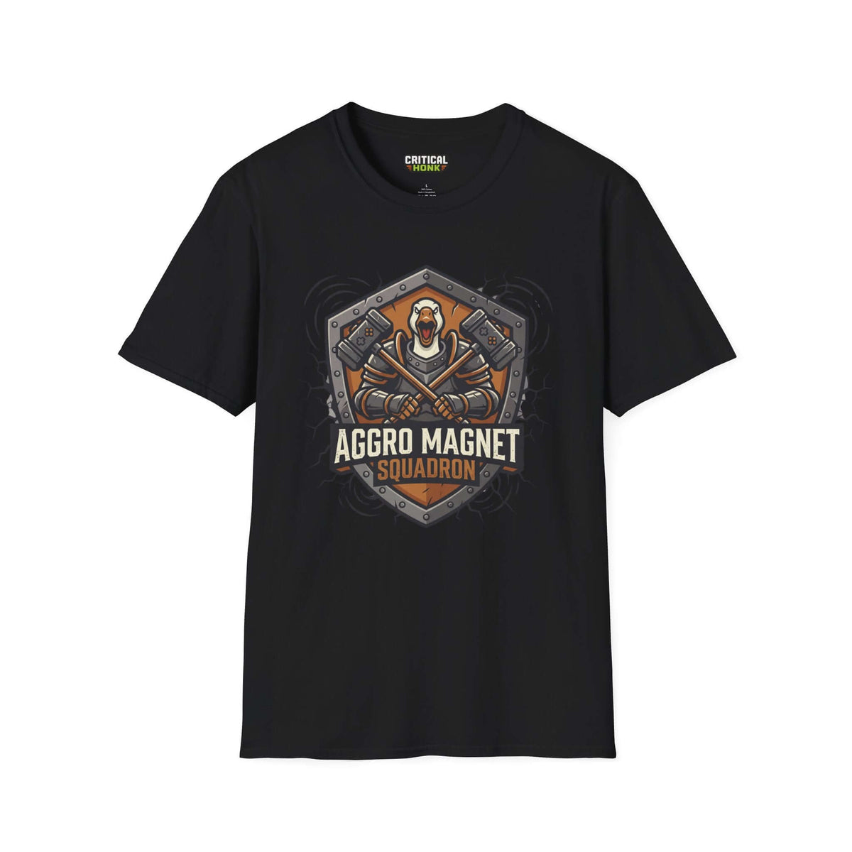 Magnet squadron T-Shirt in black featuring the Aggro Magnet design, made from 100% ring-spun cotton.