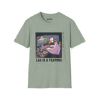 Lag is a feature T-Shirt in sage color with a gaming duck graphic design by Critical Honk.