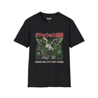 Error 404 T-Shirt in black featuring a graphic of a goose, Gildan Softstyle cotton, part of the Critical Honk Collection.
