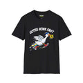 Gotta-honk-fast T-Shirt featuring a racing duck graphic on a black Gildan Softstyle fabric.