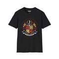University of trolling T-Shirt in black featuring a crest design, Gildan Softstyle 100% cotton, unisex fit.