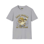 Loot Goblin T-Shirt in Sport Grey featuring a playful design of a goblin with loot on the loose.
