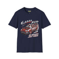 No brakes T-Shirt in navy featuring racing graphic and text, part of the Critical Honk Collection.
