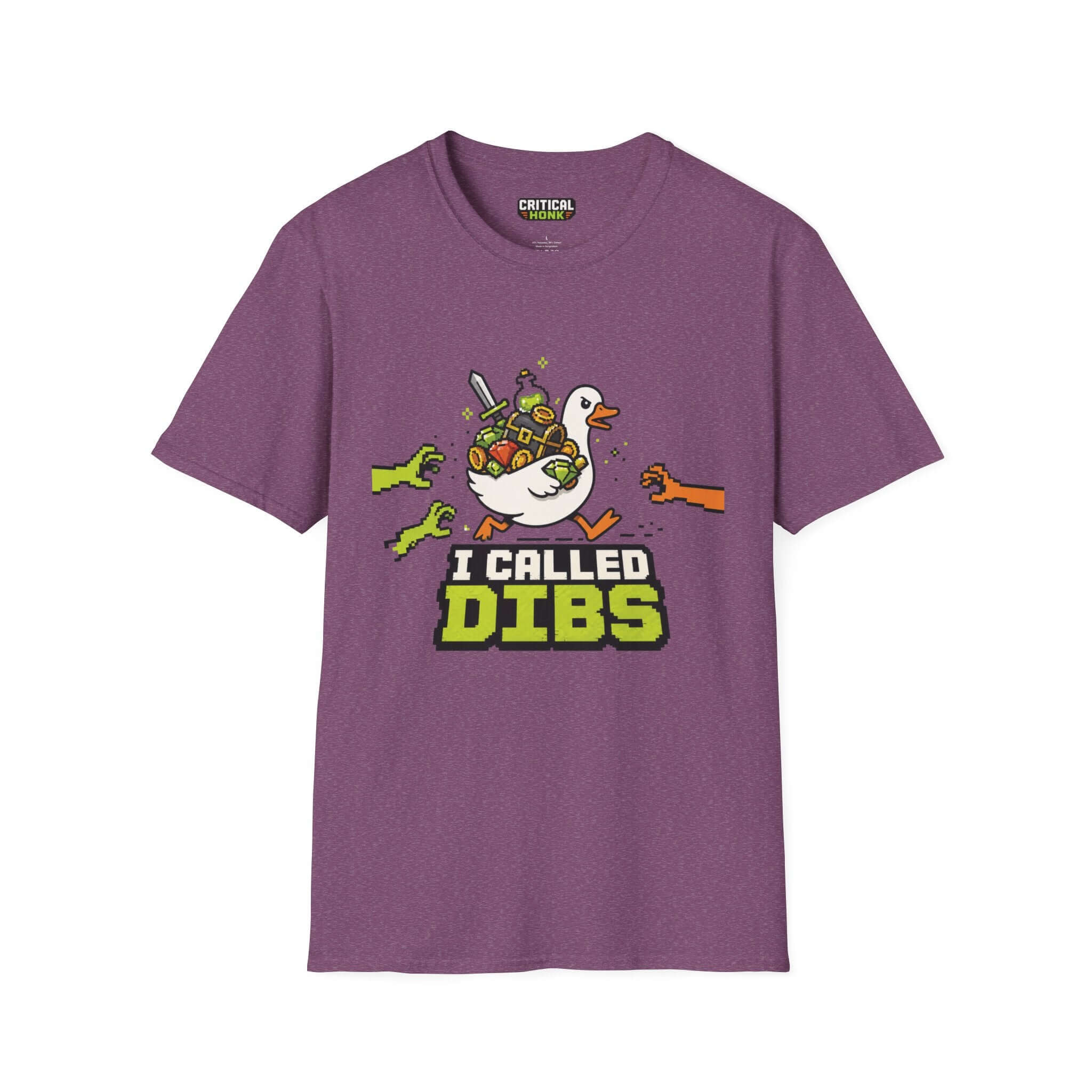 I-called-dibs T-Shirt in Heather Maroon, featuring a playful duck design from Critical Honk Collection.