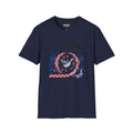 Gotta-honk-fast-retro T-Shirt in navy featuring a whimsical graphic design with a bird and rings.