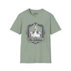 The saboteur T-Shirt in sage color featuring a unique design from Critical Honk Collection.