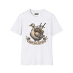 I might need this later T-Shirt featuring a duck with supplies, white, unisex fit, softstyle cotton, Critical Honk Collection.