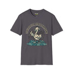 No idea what is happening T-Shirt in charcoal color featuring a cartoon duck, perfect for casual wear.