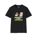 Naughty list speedrun T-Shirt in black, featuring a fun duck design and holiday theme, made from soft 100% cotton.