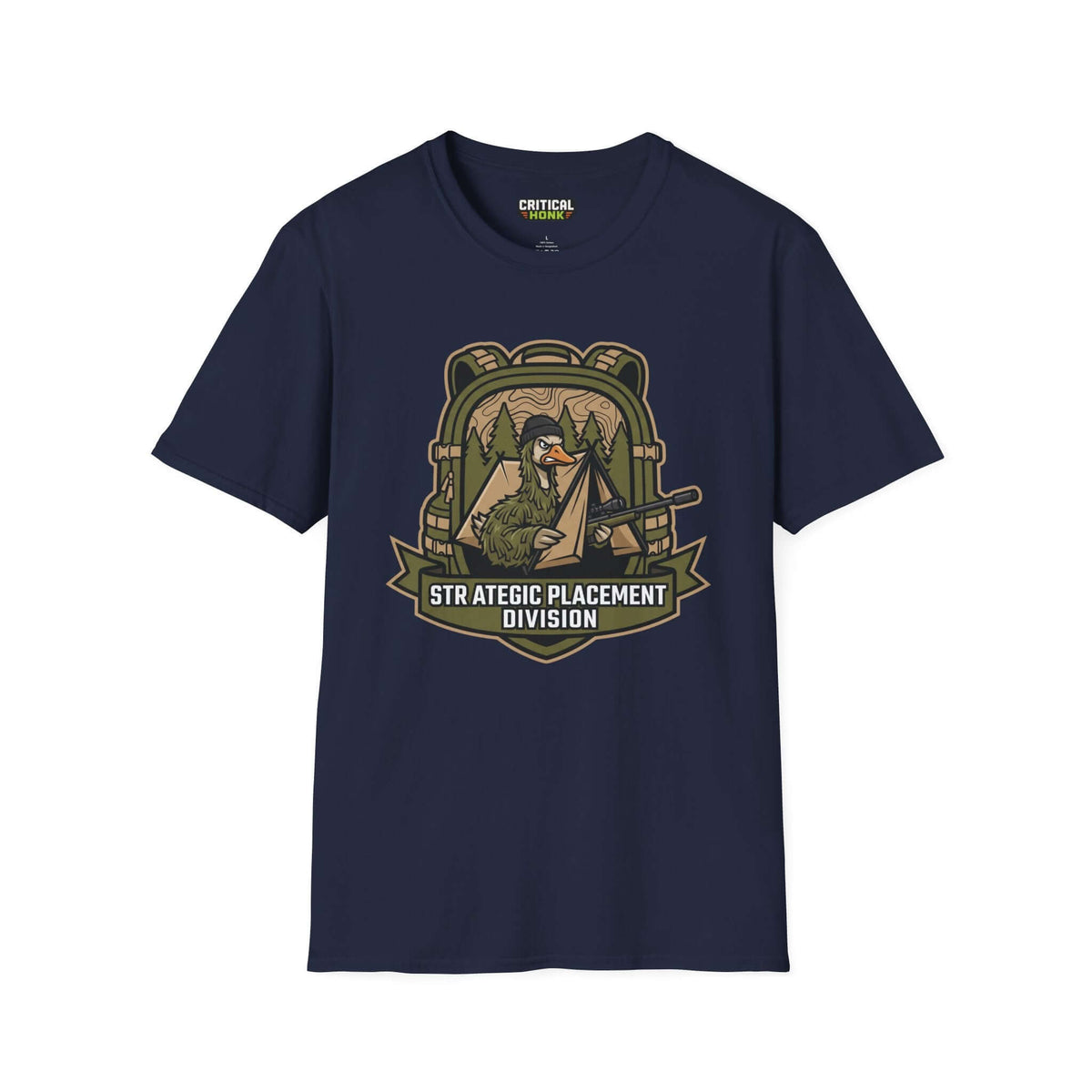 Strategic division T-Shirt in navy featuring a unique design from the Critical Honk Collection.