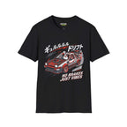 No brakes T-Shirt featuring a car graphic on a black Gildan Softstyle tee from the Critical Honk Collection.