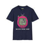 Need more ram T-Shirt in navy with vintage game graphic, made from 100% ring-spun cotton, unisex fit.