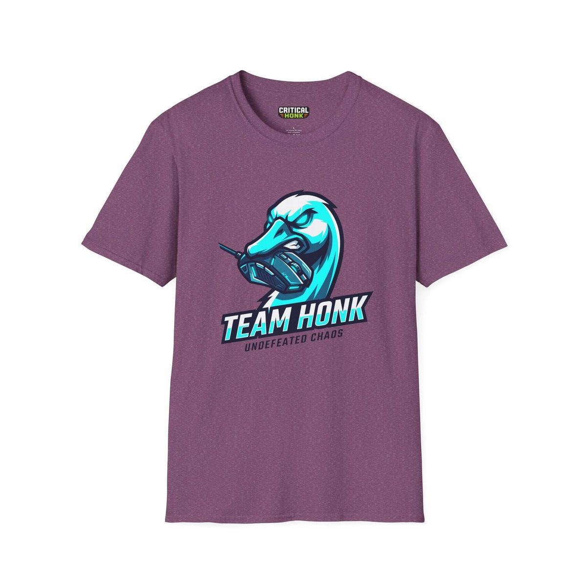 Team honk T-Shirt in Heather Maroon color featuring Undefeated Chaos graphic, made of 100% ring-spun cotton.