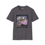 Lag is a feature T-Shirt in charcoal color featuring a gaming duck graphic design.