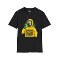 Survived toxic T-Shirt in black, featuring graphic design with a duck in a gas mask, part of Critical Honk Collection.